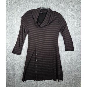 Cut Loose Women's Long Sleeve Midi Dress Striped Size XS  brown lagenlook Knit